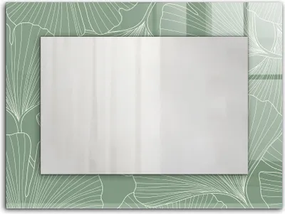 Zdjęcie produktu dla Liście miłorzębu – Lustro Prostokątne z Printem 80x60 cm – Nowoczesne – Dekoracyjne Na Ścianę