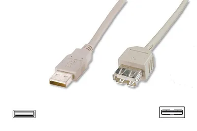 Image de DIGITUS USB 2.0 Verlängerungskabel Typ A -A St/Bu 1.8m,beige