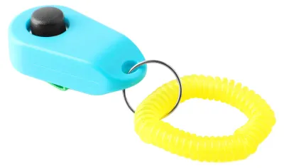 Image de Clicker pour dressage canin, interactif, couineur, pratique, anneau universel pour chiens et chats, bleu ciel