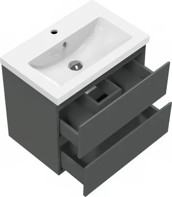 Produktbild von Waschtisch mit Unterschrank 50cm Alast Badmöbel Set Dunklegrau Waschbecken mit Unterschrank MDF Softclose
