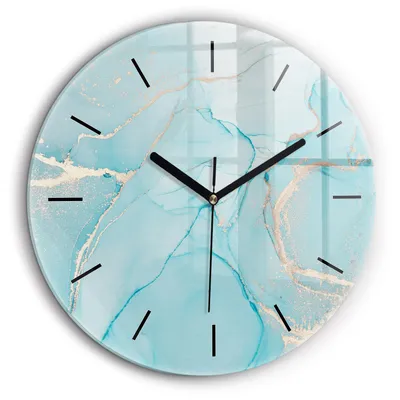 Produktbild von Wallfluent Große Wanduhr – Stilles Quarzuhrwerk - Uhr Dekoration Wohnzimmer Schlafzimmer Küche - Zifferblatt mit Striche - schwarze Zeiger - 60 cm - Dekorativer Marmor