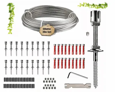 Produktbild von Rankhilfe 18 Stück Wand Edelstahl Metall Halter Drahtseil Kletterhilfe Pflanzen Stütze