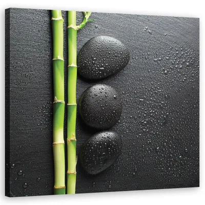 Produktbild von Leinwandbild Bambus und Zen-Steine 60x60 Feeby Schwarz bild für die wand bereit zum aufhängen