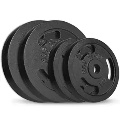 Produktbild von Hop-Sport 30kg Grip Hantelscheiben-Set 2x5 + 2x10 kg Gusseisen Gewichte 30/31mm Hanteln
