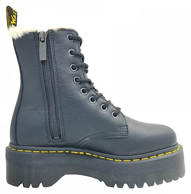 Imagen del producto de Botas Dr. Martens Jadon Fell Plateau para mujer, color negro, con cordones