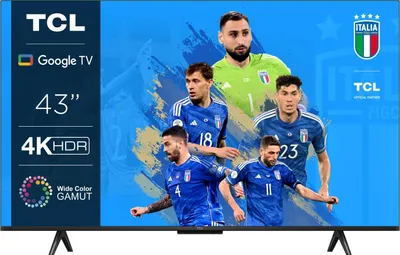 A TCL smart TV displaying a marketing image of Italian soccer players.