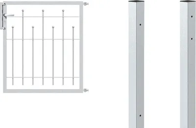 Produktbild von Alberts Einzeltor-Set für Zaunsystem Madrid, Höhe 80 cm, Breite 100 cm, feuerverzinkt, zum Einbetonieren