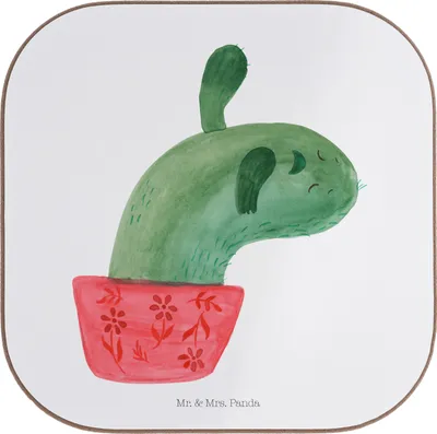 Produktbild von Mr. & Mrs. Panda Getränkeuntersetzer Kaktus Mama - Weiß - Geschenk, Kakteen, Büro, Ärger, gläseruntersetzer, Tassenuntersetzer, Motivation, bieruntersetzer, Coaster