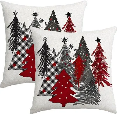 Imagen del producto de Uniqoos® Juego de 2 fundas de cojín navideños, 40 x 40 cm, de suave felpa de poliéster, ideales para decorar sofás, camas y salones, con cremallera oculta