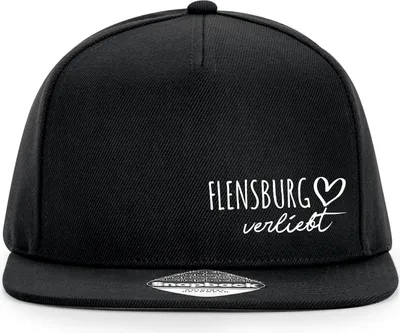 Produktbild von Huuraa Cappy Mütze Flensburg verliebt Black Polyester Snapback Kappe Geschenkidee