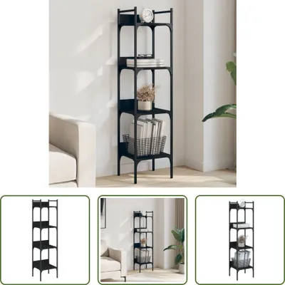 Produktbild von The Living Store Bücherregal 4 Böden Schwarz 35x30x138,5 cm Holzwerkstoff