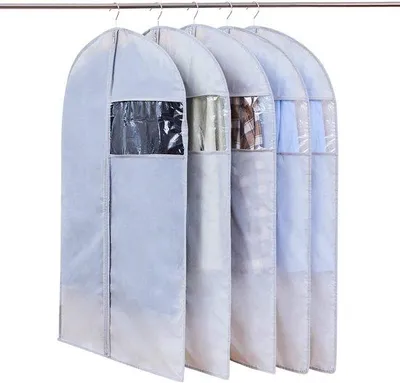 Obrázek produktu pro Cestovní obal na oblečení, 60 x 120 cm, z prodyšného materiálu s průhledným okénkem, vhodný na cesty, balení, do kufru, se zipem.