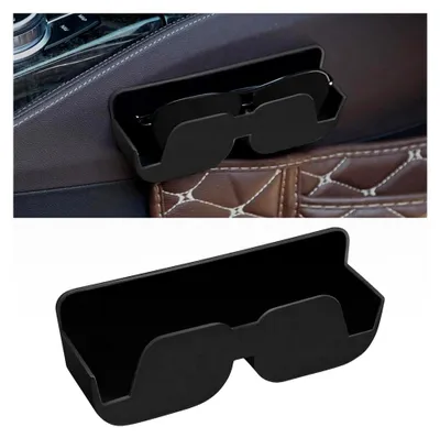 Produktbild von Brillenetui für Sonnenbrillen, selbstklebender Halter mit Filzpolsterung, Autozubehör für Brillen (Schwarz)