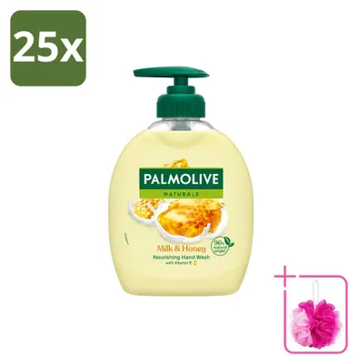 Produktbild von 25 x Palmolive Naturals Handseife Milch & Honig - 300 ml - Sparpackung - 25 Stücke