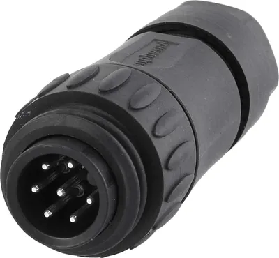 Produktbild von Amphenol RD24-KSG Kabelsteckverbinder gerade Stift Lötanschluss, Polzahl 6+PE Kabelabgang gerade, Klemmbereich 6,0mm -
