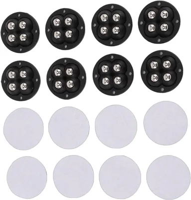 Produktbild von Selbstklebendes Lenkrollen-Set mit 8 Stück, Langlebige, um 360 Grad Drehbare Geräterollen für Kaffeemaschinen, Mülleimer, Schwarzes ABS mit Edelstahlkugeln