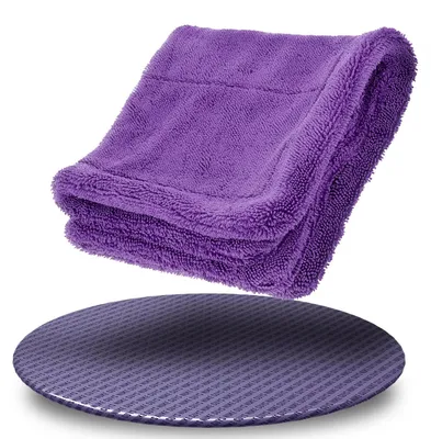 Produktbild von Nuke Guys Gamma Dryer S | Ultra saugstarkes handliches Trockentuch 1400 GSM in Lila 40x40cm | Fusselfrei, abgerundete sanfte Fasern, kratzerfrei | Premium Mikrofasertuch für Auto Motorrad Fahrrad