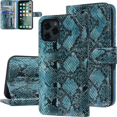 Produktbild von UNIQ Accessory Apple iPhone 11 Pro Black and Green Snakeskin Book type case
