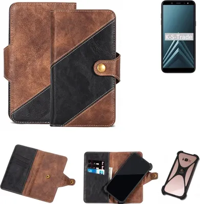 Produktbild von K-S-Trade Handy Hülle Schutz Hülle Schutzhülle Bookstyle Case kompatibel mit Samsung Galaxy A6 (2018) Handy Cover Hülle Schutztasche 1x