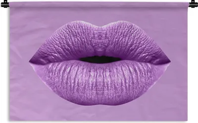 Produktbild von MuchoWow® Wandteppich Wandbehang Lippen - Pastell - Lila 150x100 cm Tapisserie Dekoration Wandtuch - Waschbar - Tapisserien - Wand-Decke