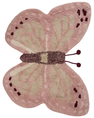 Obrázek produktu pro BELIANI Dětský koberec růžový bavlněný 90 x 120 cm všívaný ve tvaru motýla dětský pokojíček