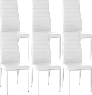 Produktbild von 6er Set Esszimmerstühle HLO-CP16 Kunstleder weiß