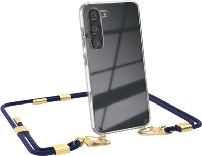 Produktbild von EAZY CASE Handykette für Samsung Galaxy S23, Transparente Silikonhülle mit Band, Clear Case, abnehmbar in  Blau