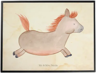Produktbild von Mr. & Mrs. Panda Schreibunterlage Pferd Springen - Vintage - Geschenk, Schreibtischauflage, Unterlage Schreibtisch, Stall, bastelunterlagen, Pony, Pferde, Bauernhof