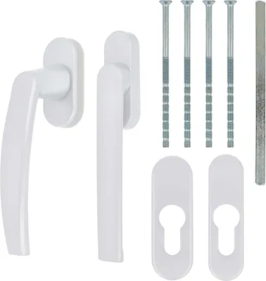 Produktbild von Alu Terrassentürgriff Paar mit Flachgriff für Rollladen - Weiss RAL9016