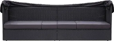 Produktbild von vidaXL Outdoor-Sofabett mit Dach Poly-Rattan Schwarz