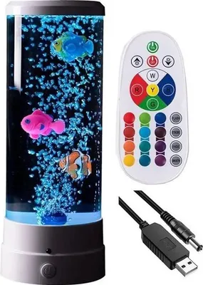 Produktbild von Fischblasenlampe mit Fernbedienung, Lavalampe, USB-Anschluss, Mini-Fisch, Nachtlicht, Geschenk für Kinder und Erwachsene, 16