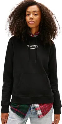 Produktbild von Tommy Jeans Damen Hoodie Regular Fit mit Bauchtasche, Schwarz (Black), M