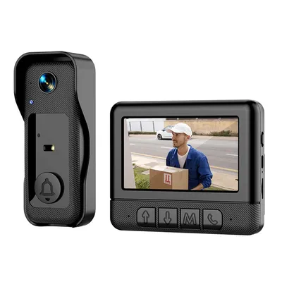 Produktbild von Smart Video-Türklingel ohne WLAN, 4,3" Farbdisplay, Nachtsicht, Zwei-Wege-Gespräch, HD-Video, USB-/Akku-Betrieb, perfekte Haussicherheit