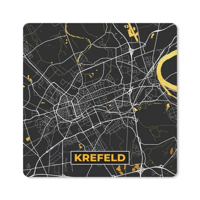 Produktbild von MuchoWow® Mauspad Mousepad Krefeld - Stadtplan - Gold - Karte - Deutschland 30x30 cm - Mousepads - Maus Mat - Pad - Mausunterlage - Gaming