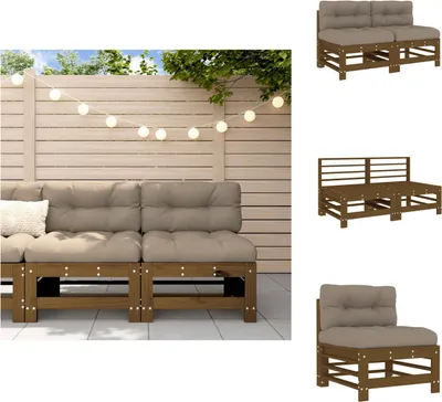 Produktbild von vidaXL Mittelsofas mit Kissen 2 Stk. Honigbraun Massivholz Kiefer -  Gartensofaelemente