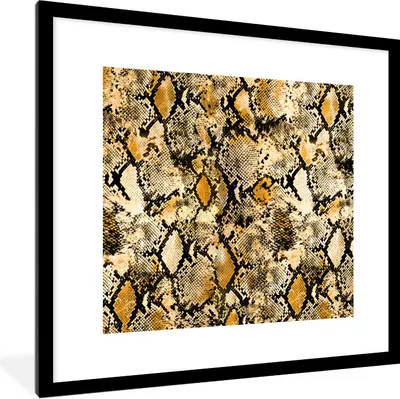 Produktbild von MuchoWow® Gerahmtes Poster Tiermuster - Gold - Schlange 40x40 cm - Poster mit Schwarzem Bilderrahmen Wandposter Rahmen Foto Bilder - Poster - Plakat im Rahmen