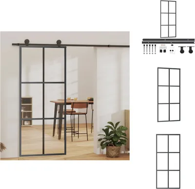 Produktbild von vidaXL Schiebetür mit Beschlag ESG-Glas & Aluminium 90x205 cm - Türen