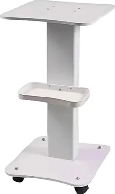 Image de Chariot de salon - Chariot pour appareils de beauté - 3 niveaux - Pivotant à 360° - Capacité de charge de 40 kg - Roulettes universelles - Blanc