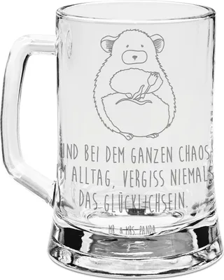 Produktbild von Mr. & Mrs. Panda Gravur Bierkrug Chinchilla Blume - Transparent - Geschenk, Glaskrug, Mit, Chinchillas, Büro, Kummer, graviert, Chaos, Humpen, Seidel, Lustige Sprüche