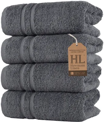 Immagine prodotto di Set di asciugamani da bagno, composto da 4 pezzi, realizzato in morbido cotone turco, dimensioni 40,6 x 73,6 cm, ideale per il bagno