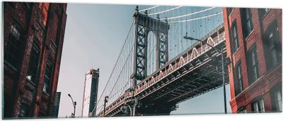 Produktbild von Bilder auf glas - Einteilig - Manhattan Brücke Brücke - 140x50cm - Glasbilder - Wandbilder - Bilder - zum Aufhängen bereit - Wanddekoration aus Glas - Glas Bilder - Wandbild auf Glas - GAB140x50-4675