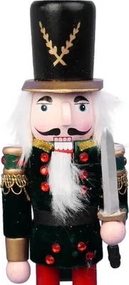 Zdjęcie produktu dla Czarny Drewniany Dziadek do Orzechów - Świąteczna Figurka dekoracyjna, 30 cm