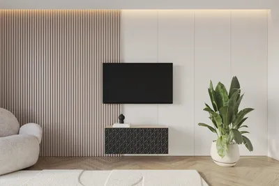 Produktbild von ALTDECOR TV-Schrank VIRA-W mit Gefrästen Fronten 100x40x40 Lowboard hängend, TV Möbel, TV Cabinet, Fernsehtisch, Fernsehschrank, TV Kommode, TV Tisch, TV Sideboard, TV Board - Artisan / Schwarz