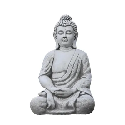Produktbild von Buddha 60 cm aus Steinguss Neu Frostfest Witterungsbeständig Steinfigur für Garten, Teich oder Terrasse zur Dekoration Skulptur sitzend JA-110