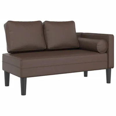 Image de Chaise longue avec coussins marron similicuir