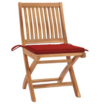 Image de vidaXL Chaises de jardin pliantes avec coussins 4 pcs. Bois massif teck