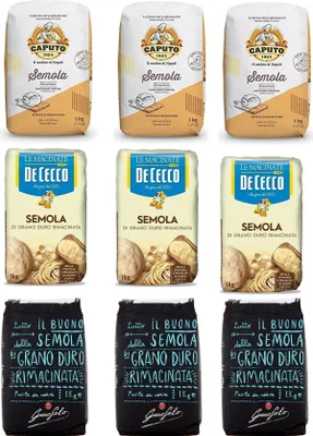 Produktbild von TESTPAKET De Cecco Caputo Semola Grano Duro Rimacinata Hartweizengries 9x 1kg + Italian Gourmet polpa 400g