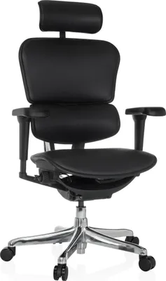 Produktbild von hjh OFFICE Luxus Chefsessel ERGOHUMAN ULTRA L GEN2 Ergonomischer Bürostuhl mit Armlehnen (höhenverstellbar) Leder Drehstuhl für Büro, Zuhause