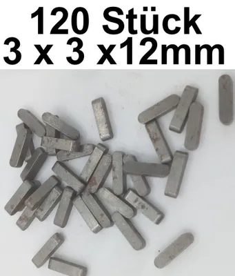 Produktbild von 120X Passfeder Nutenkeil Federkeil Sicherungskeil Wellenkeil Achskeil Passfedern 3X3X12Mm Din 6885