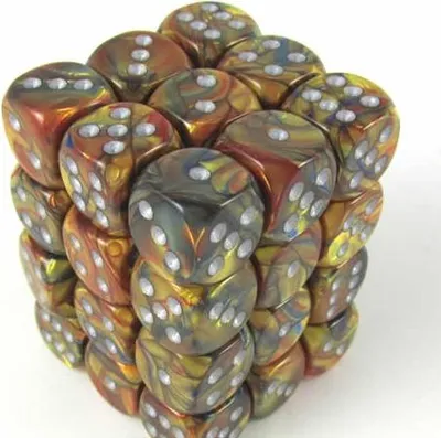 Produktbild von Chessex glänzendes Gold/Silber D6 12mm Würfelset (36 Stück)